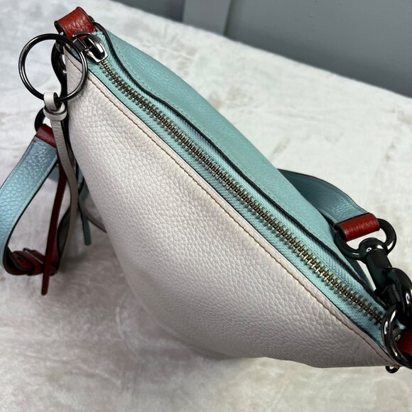 Coach Duffle 20 Colorblock Pebbled Leather Bucket Bag Blue Cream Crossbody 29260 - Picture 8 of 12